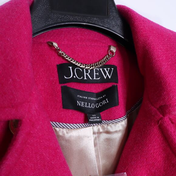 J. CREW NWT Warwick Italian Wool Blend Stadium Cloth Topcoat Pink Women's 00 - Picture 8 of 10
